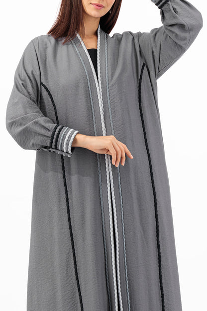 Linen ombre trim detail Abaya