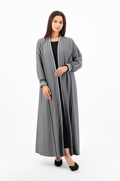 Linen ombre trim detail Abaya