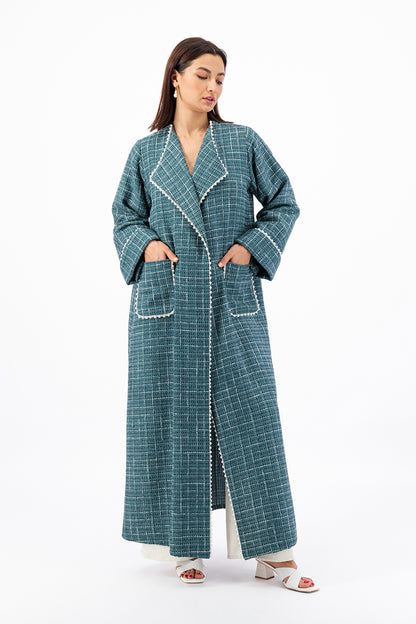 Timeless Tweed trench coat style abaya
