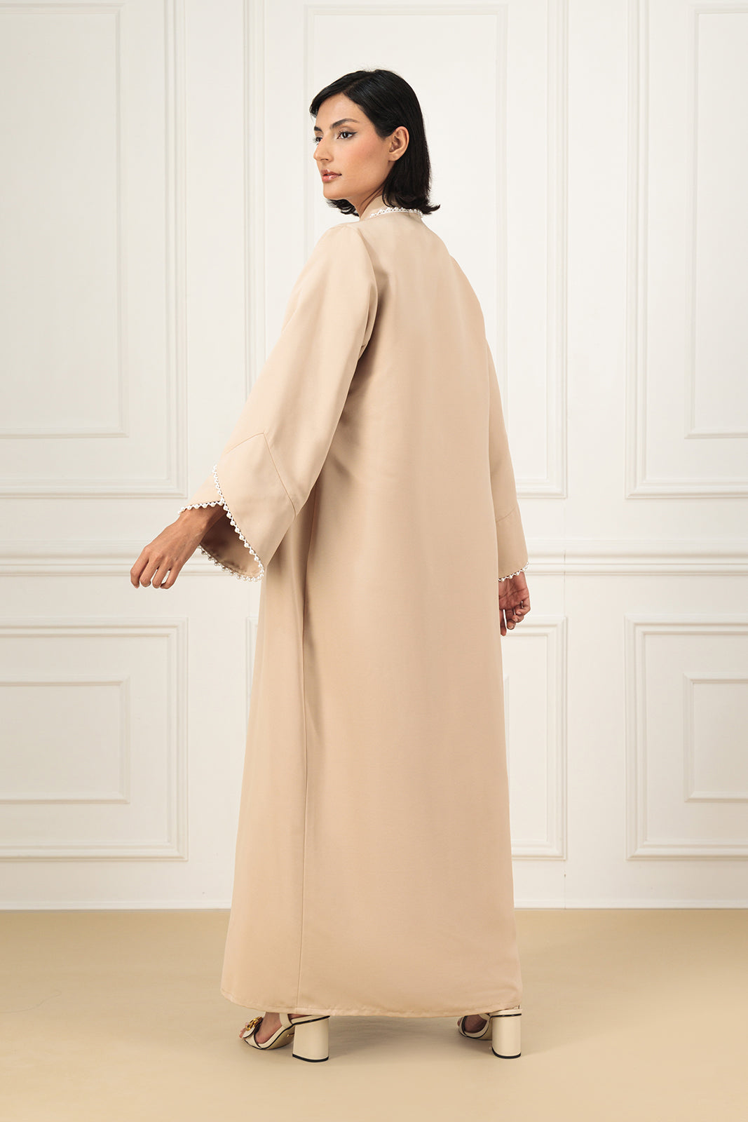 Classic textured set abaya with pearls