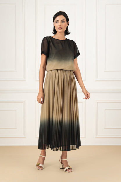 Ombre chiffon shirt and skirt (SET)