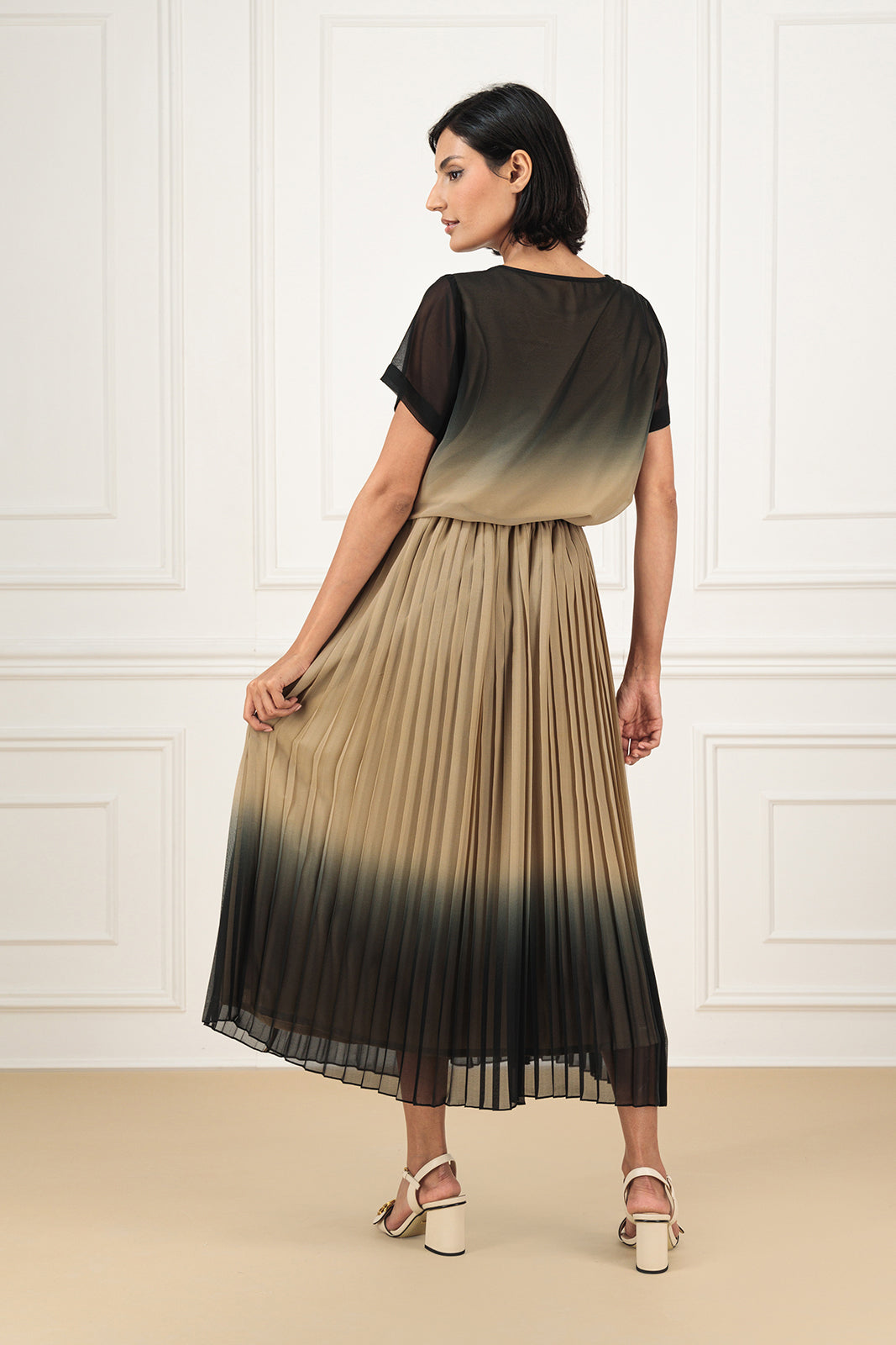 Ombre chiffon Farasha Abaya with shirt and skirt (SET)