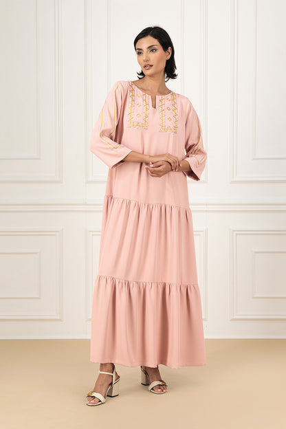 Crepe gathered details dress