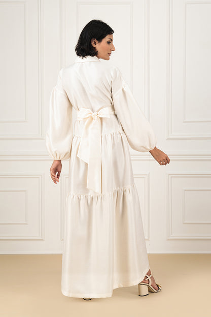 Shantung shirt dress with belt