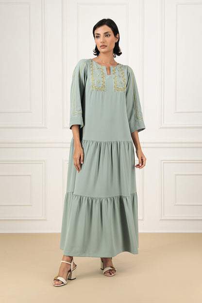 Crepe gathered details dress