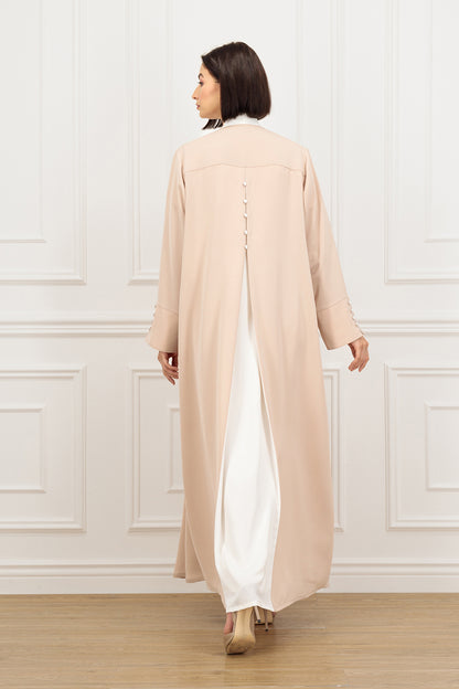 Straight cut Abaya with contrast color block