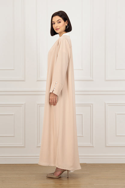 Straight cut Abaya with contrast color block