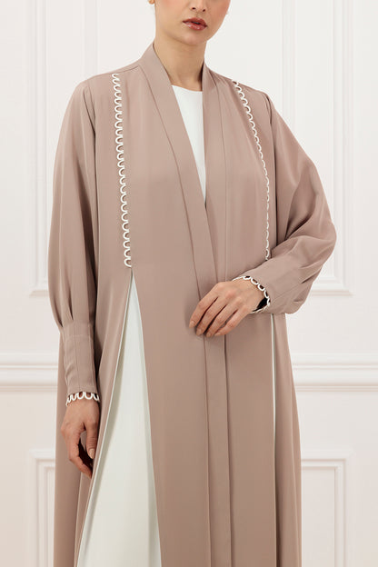 Box pleat abaya with loops detail ( contrast)