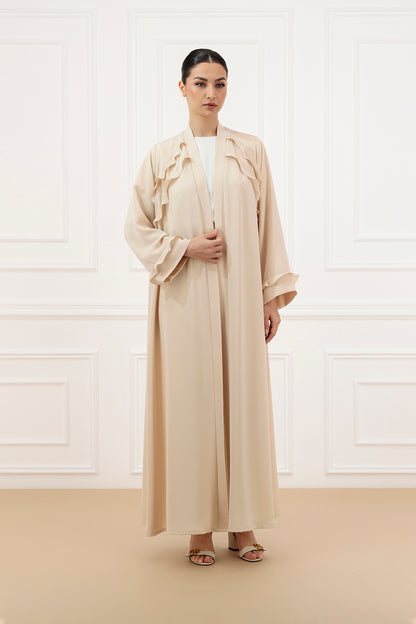 Bodice ruffled abaya with back box pleat