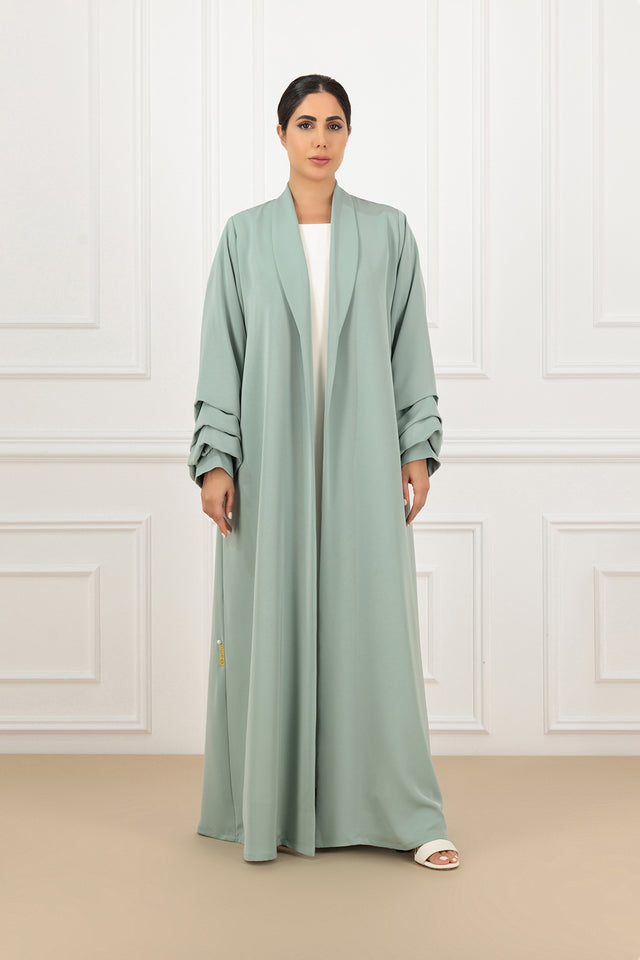 Artisan Pleated Sleeves Collared Abaya