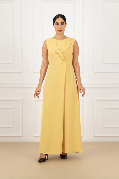 Sleeveless Cross-Pleated Waistline Dress