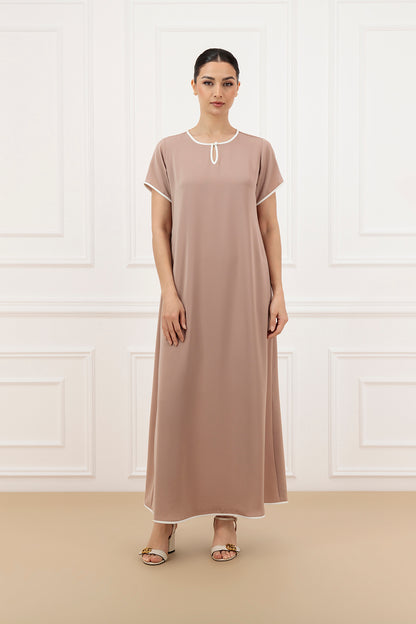 Piping with bow sleeves and contrast piping dress (SET)