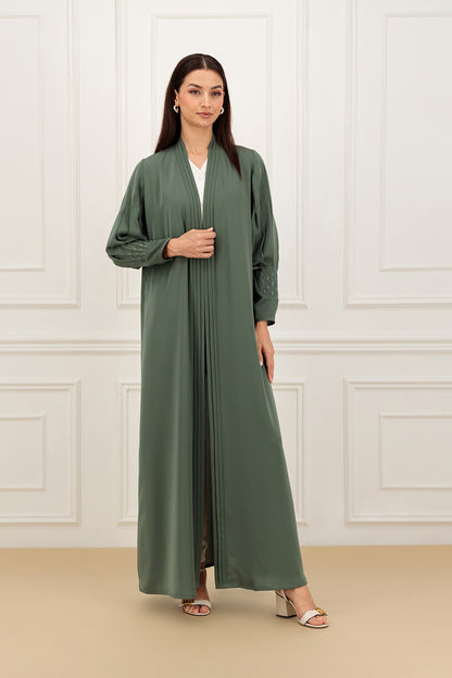 Pleated sleeves with embelishment