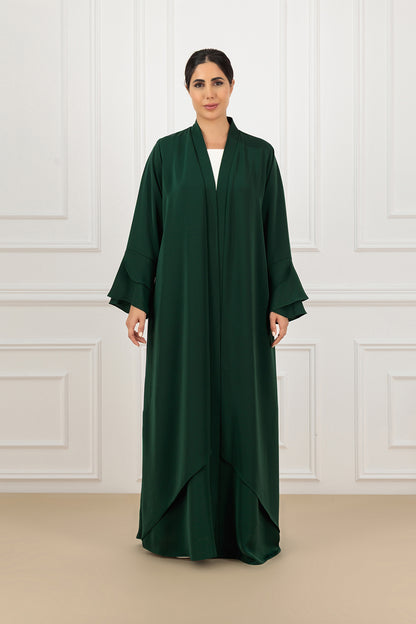 Overlapped Layered Sleeve & Hem Abaya