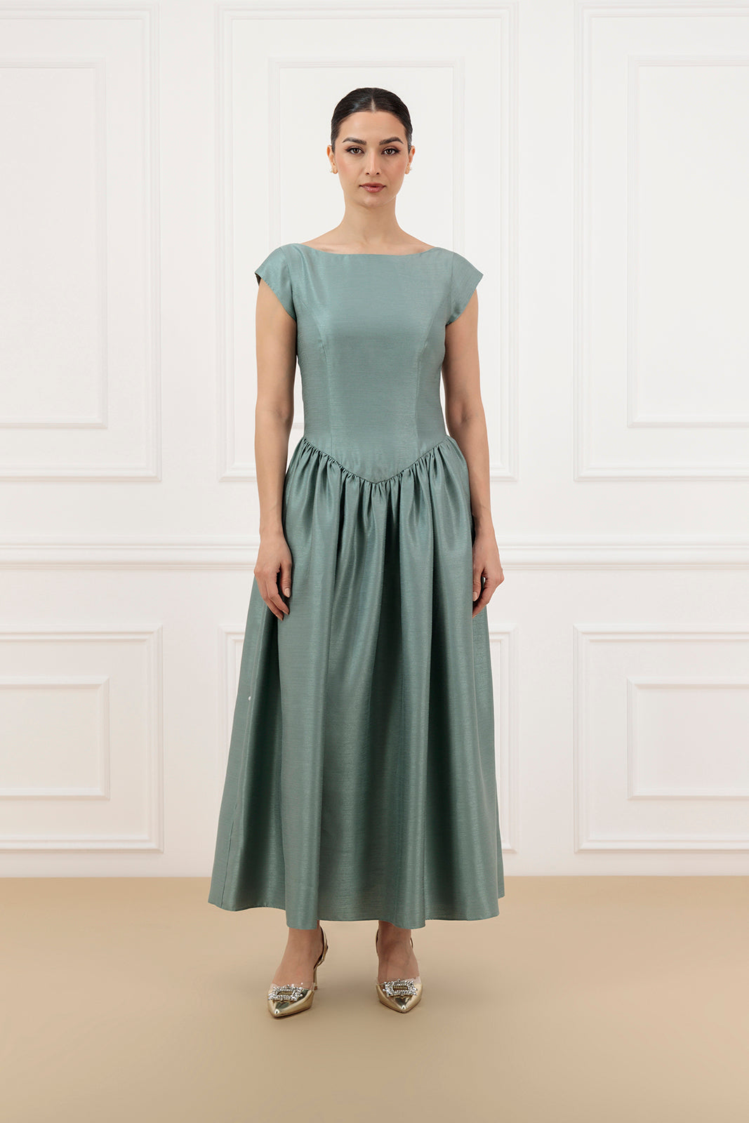 Signatured Shantung abaya and dress Set