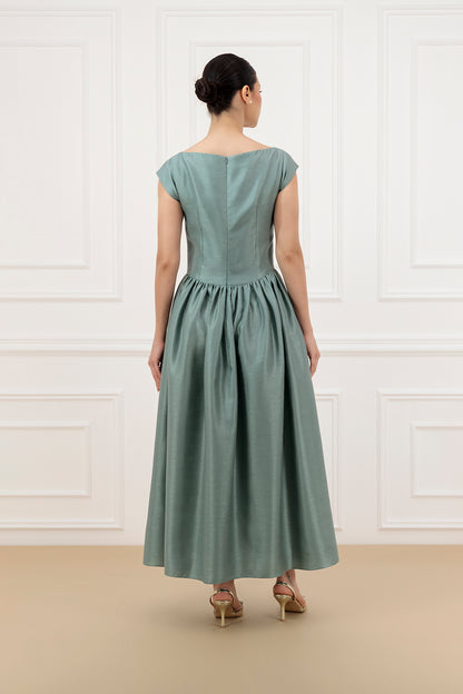 Signatured Shantung abaya and dress Set