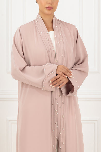 Embroidered pearl detail abaya