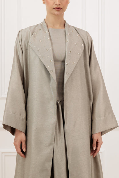 Shantung Abaya & Dress Set