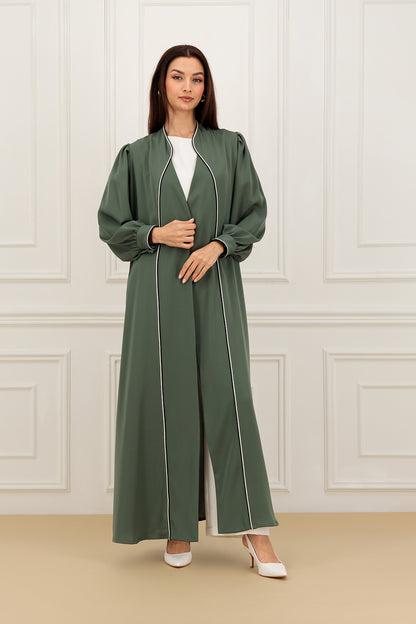 Contrast double piping abaya