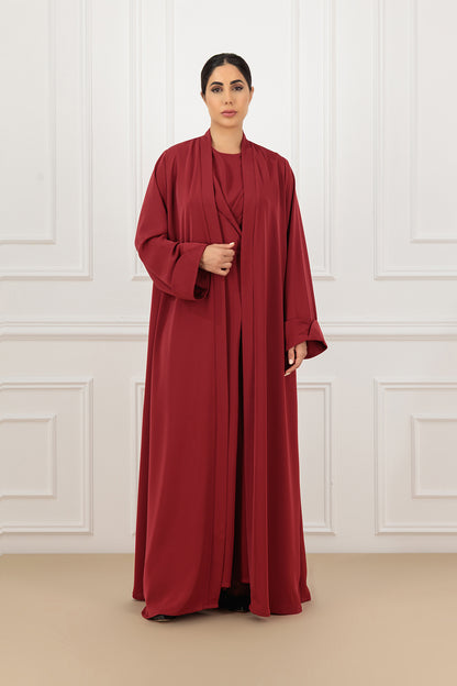 Overlap Fold Cuff Abaya & Cross-Pleated Dress Set