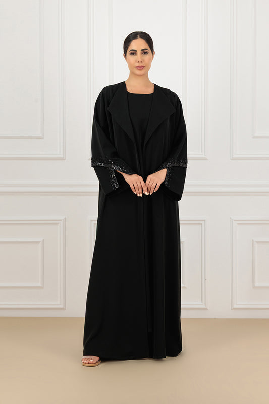 Embroidered Sleeves Collared Abaya