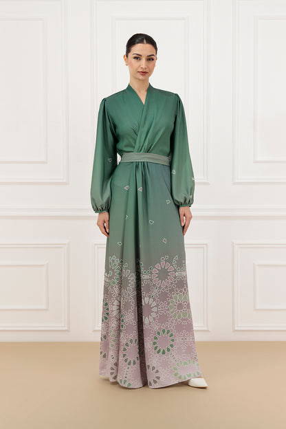 Overlapped ombre printed dress