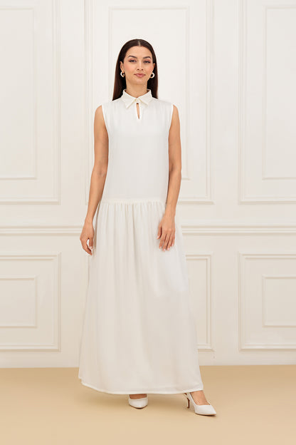 Overlapped sleeves abaya with Shirt collar dress (SET)