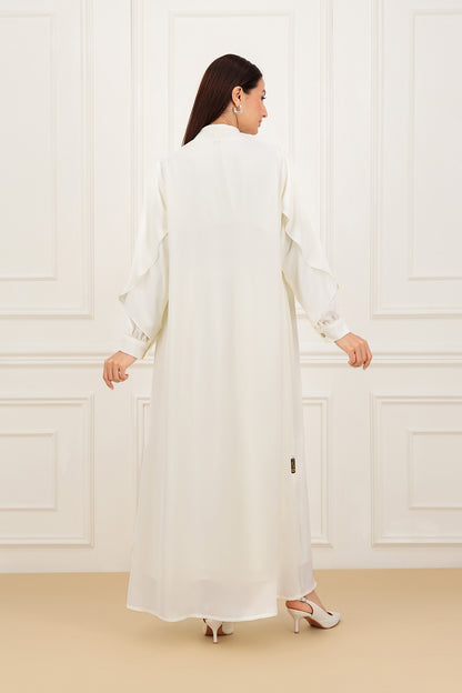 Overlapped sleeves abaya with Shirt collar dress (SET)