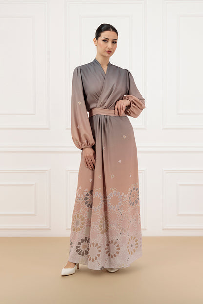 Overlapped ombre printed dress