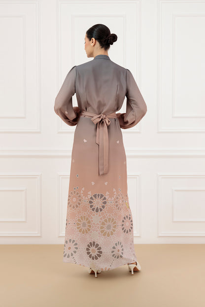 Overlapped ombre printed dress