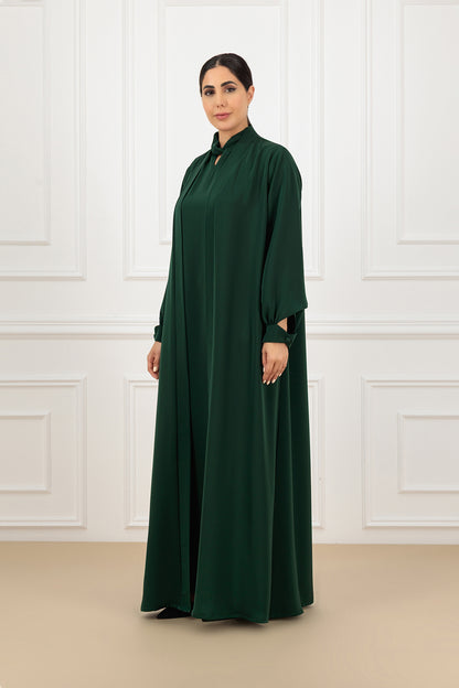 Overlap Sleeve Abaya & Twisted Collar Dress Set