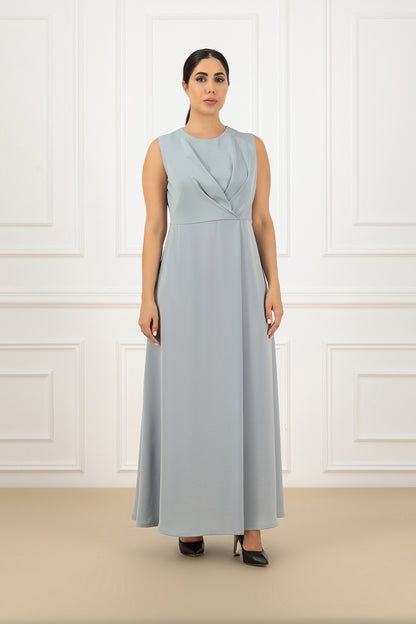 Sleeveless Cross-Pleated Waistline Dress