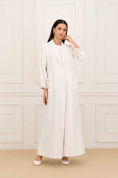 Tweed abaya with pearls