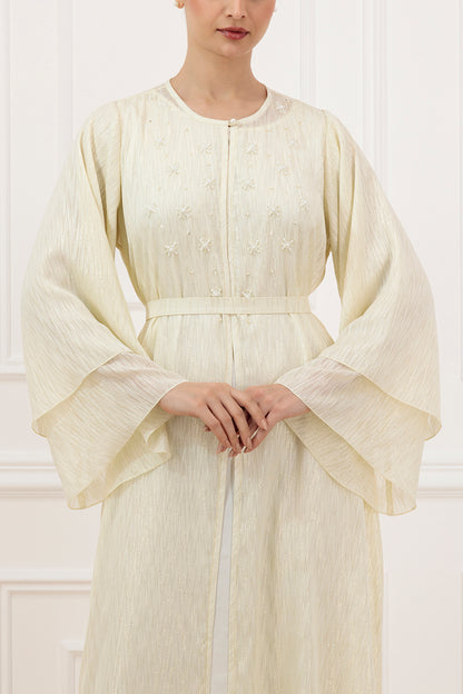 Embellished gold line chiffon dress