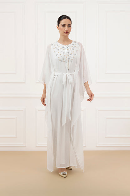 Wrinkle chiffon kaftan with belt