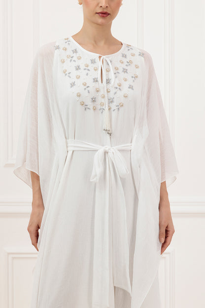 Wrinkle chiffon kaftan with belt