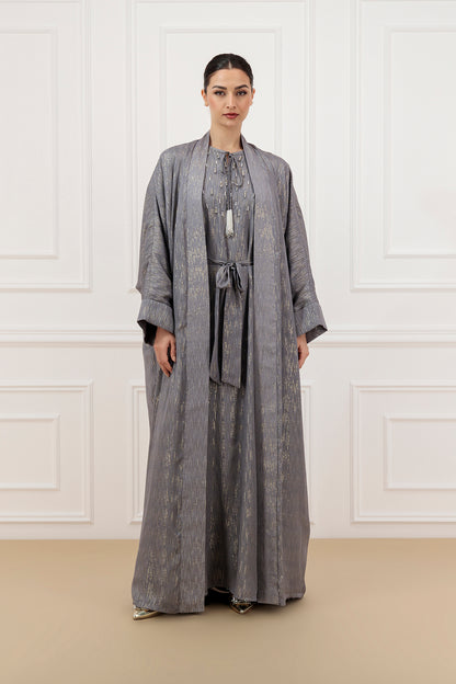 Gold line Chiffon Farasha abaya & Dress (SET)