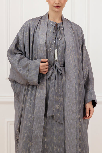 Gold line Chiffon Farasha abaya & Dress (SET)