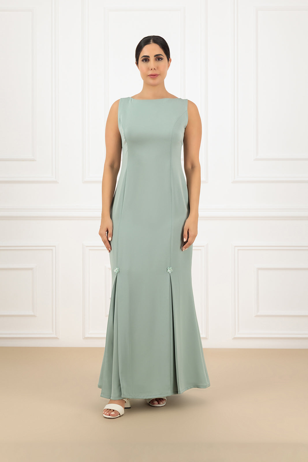 Elegant Floral Embossed Abaya and dress SET