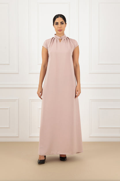 Twisted Collar Dress with Cap Sleeves