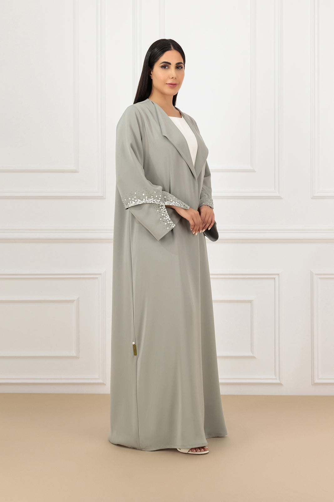 Embroidered Sleeves Collared Abaya