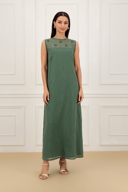 Classic organza abaya with embellishment Abaya and dress (SET)