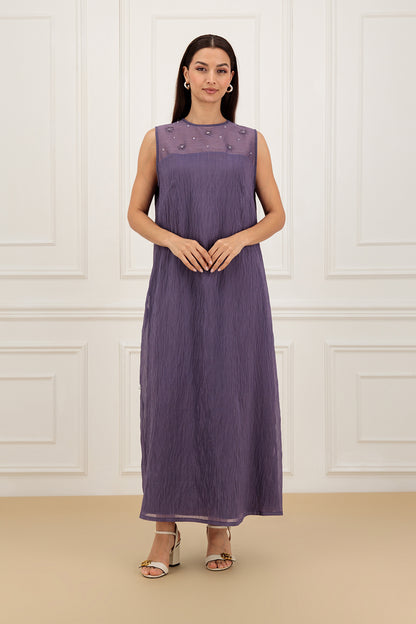 Classic organza abaya with embellishment Abaya and dress (SET)