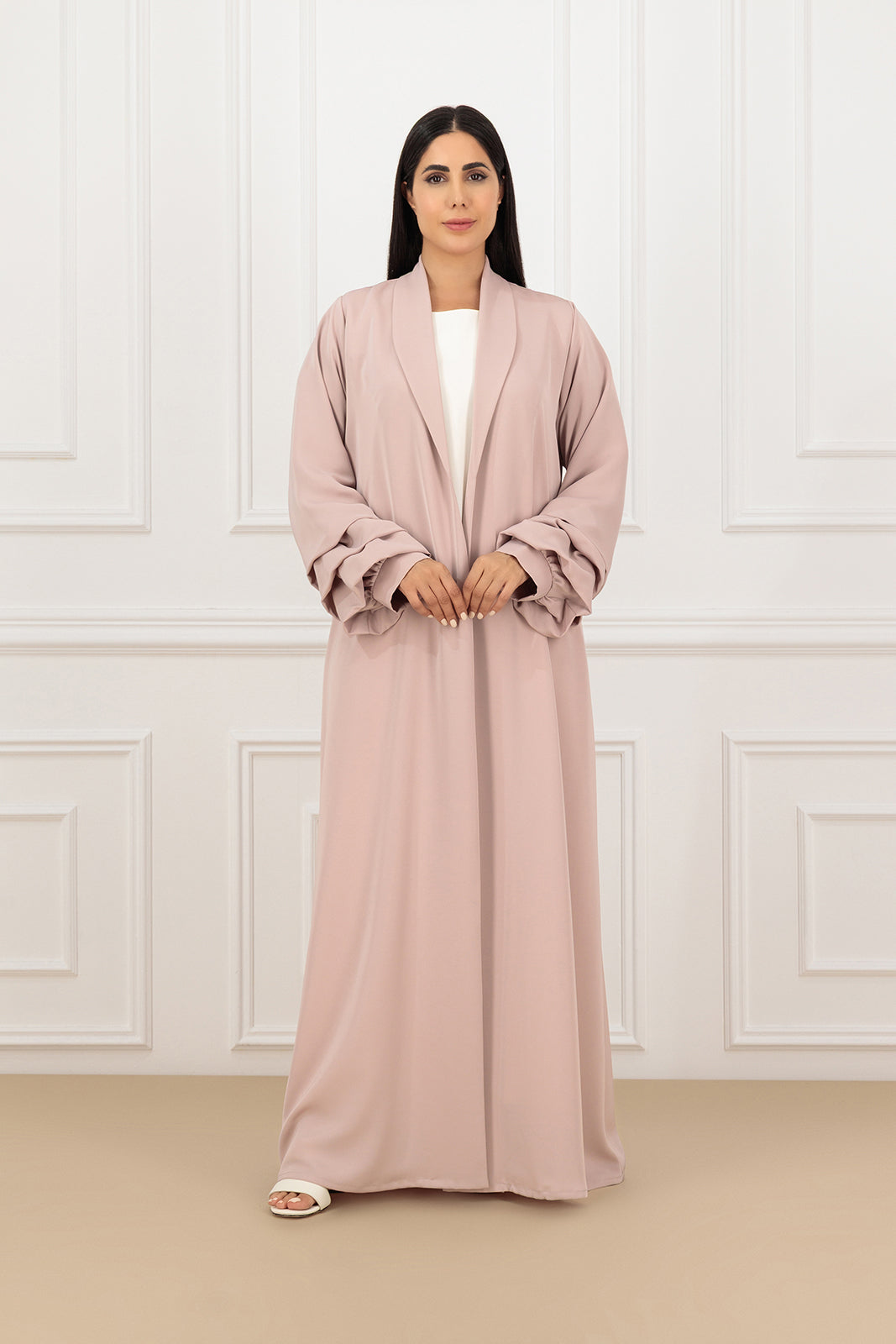 Artisan Pleated Sleeves Collared Abaya