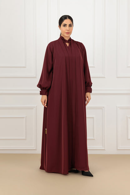 Overlap Sleeve Abaya & Twisted Collar Dress Set