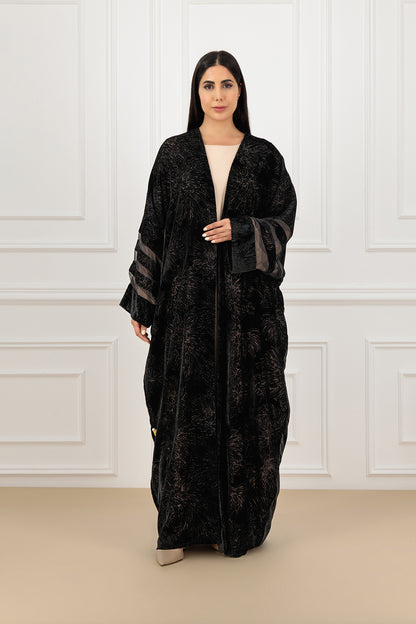 Textured Velvet Farasha Abaya