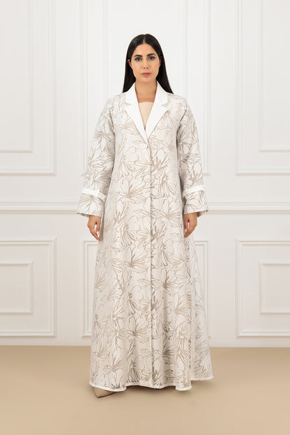 Jacquard organza jacket abaya