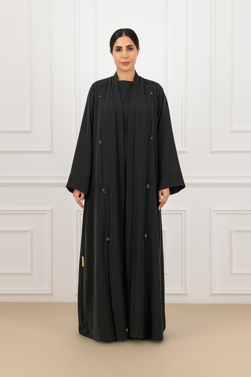 Elegant Floral Embossed Abaya and dress SET