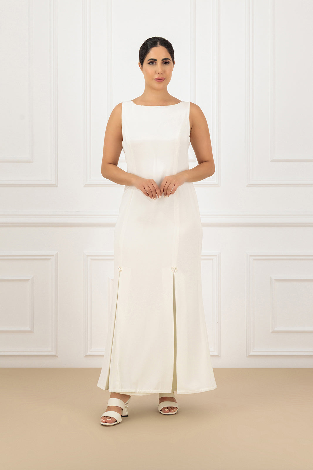 Elegant Floral Embossed Abaya and dress SET