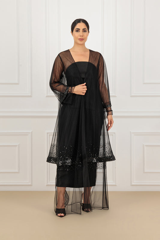 Embroidered double layers abaya